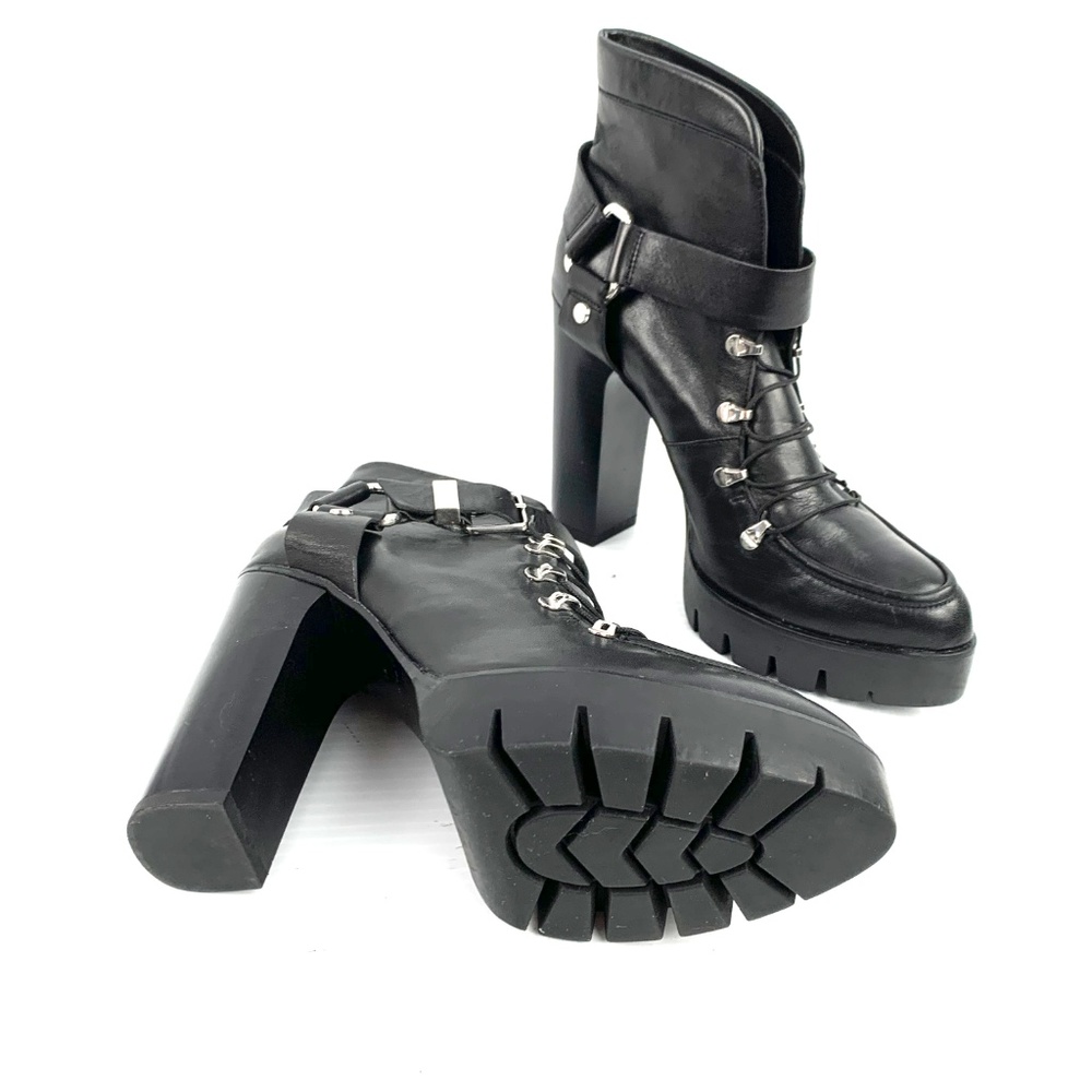 ZARA Leather Platform Ankle Boots - Picture 6 of 8